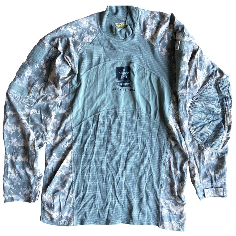Massif US Army Combat Shirt Mens L Cotton Rayon ACU Camo Tactical Military ACS